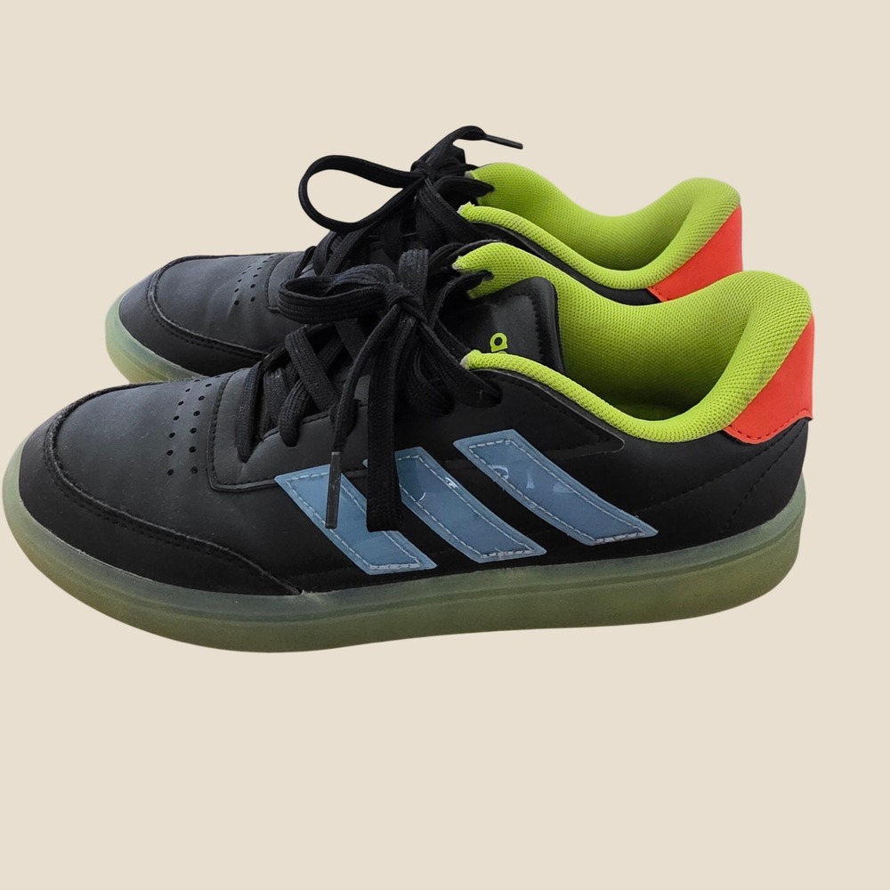 Adidas Hoops 3.0 Low Kids Sneakers Black Neon Lime JQ7345 Youth Size 6Y